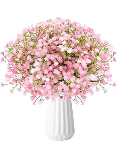 Veneloo Babys Breath Artificial Flowers, 24Pcs Fake Baby Breath Flowers Artificial Bulk Faux Gypsophila Real Touch Flowers for Wedding DIY Bouquet Arrangement Party Home Garden Spring Decor, Pink | Amazon (US)