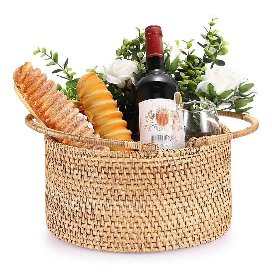 Sumnacon Picnic Basket with Handles, Wicker Garden Basket for Fruit Vegetables, Lightweight Ratta... | Amazon (US)