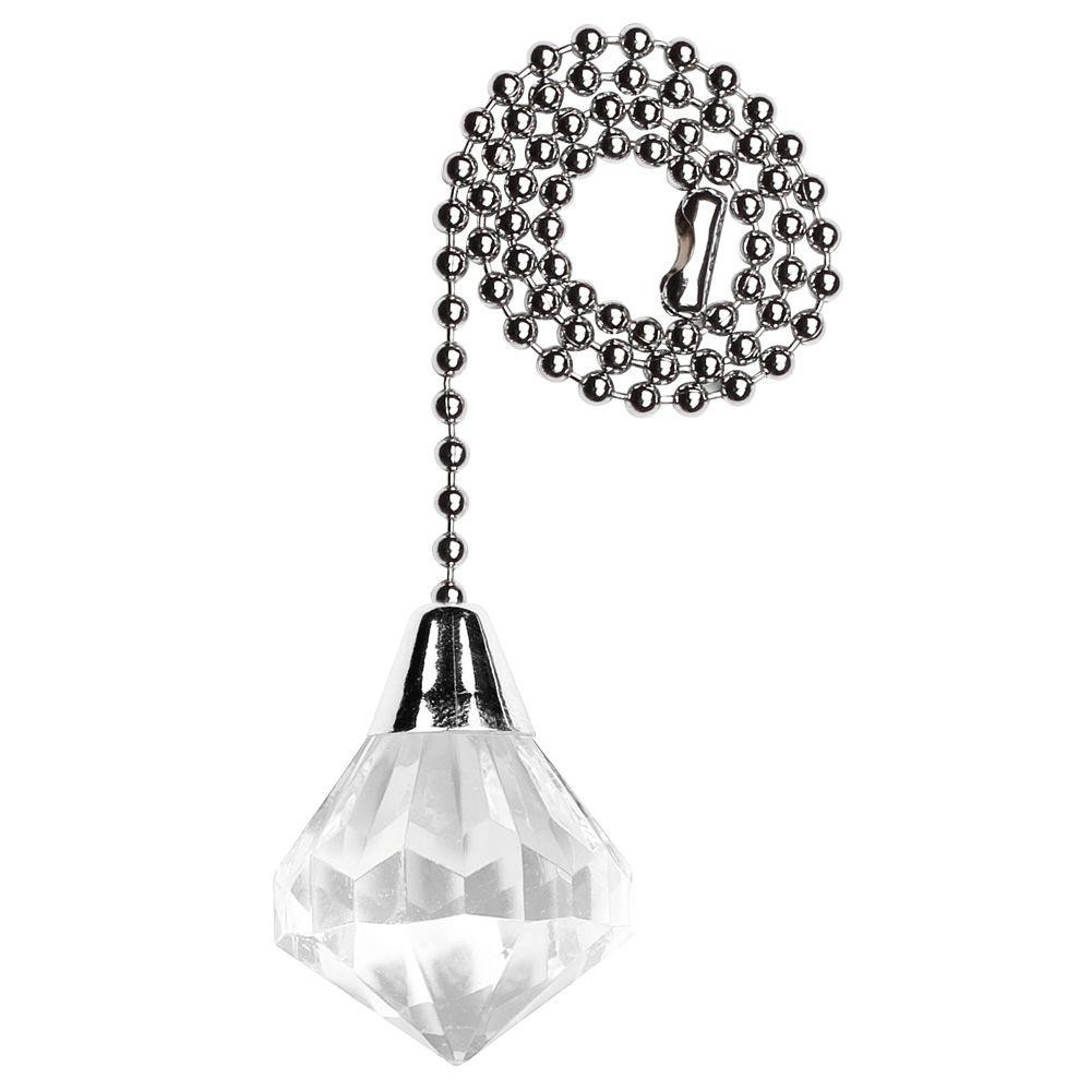 12 in. Chrome Acrylic Diamond Pull Chain | The Home Depot