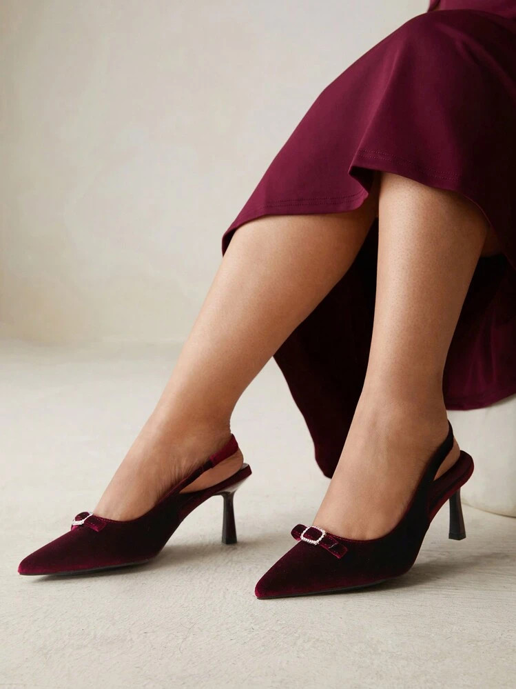 Burgundy velvet heels | SHEIN