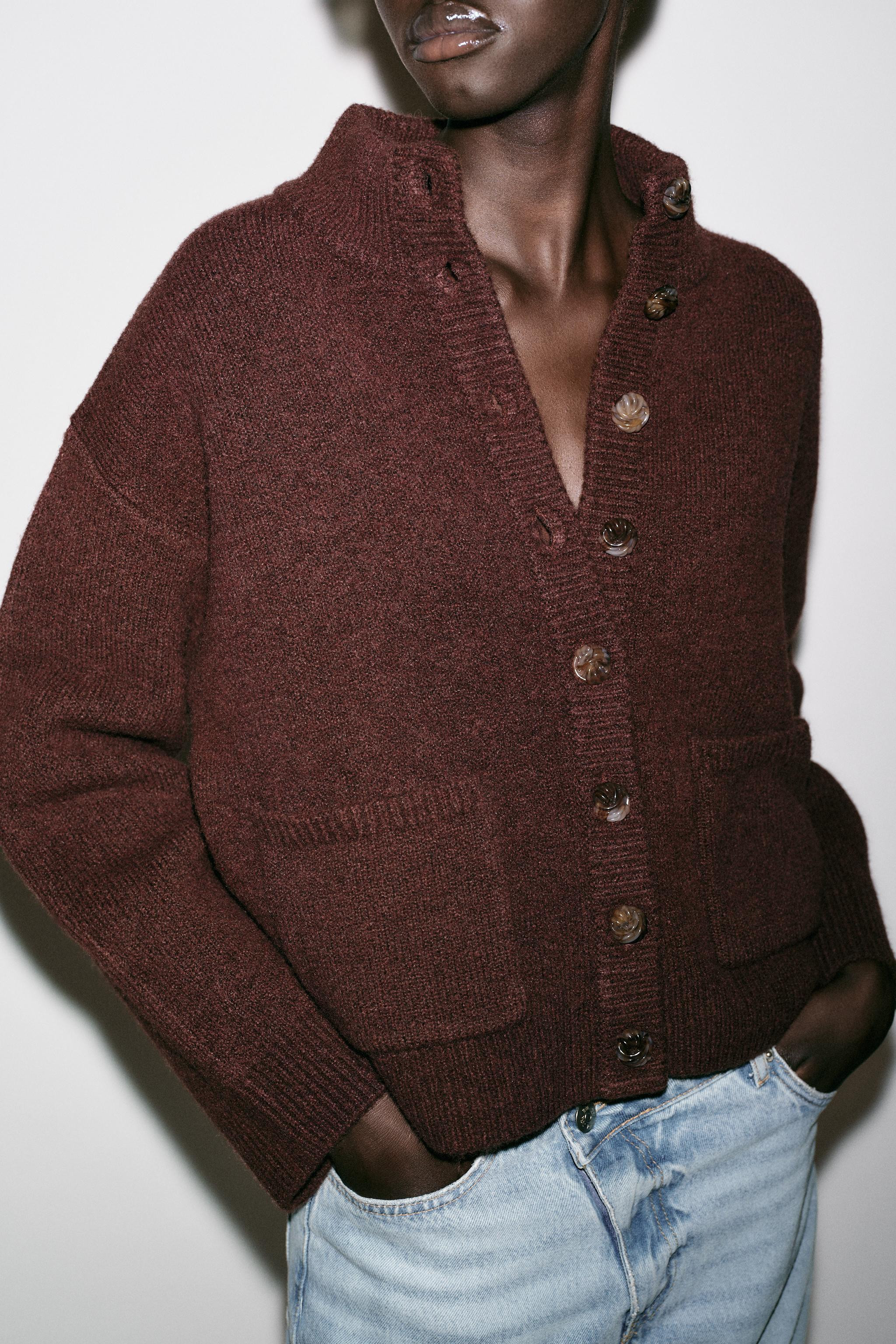 HIGH NECK KNIT CARDIGAN | Zara UK