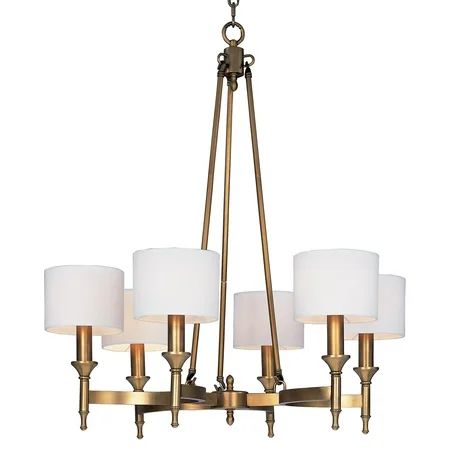 Chandeliers 6 Light Bulb Fixture With Natural Aged Brass Finish Metal Material Candelabra Bulbs 30 inch 240 Watts | Walmart (US)