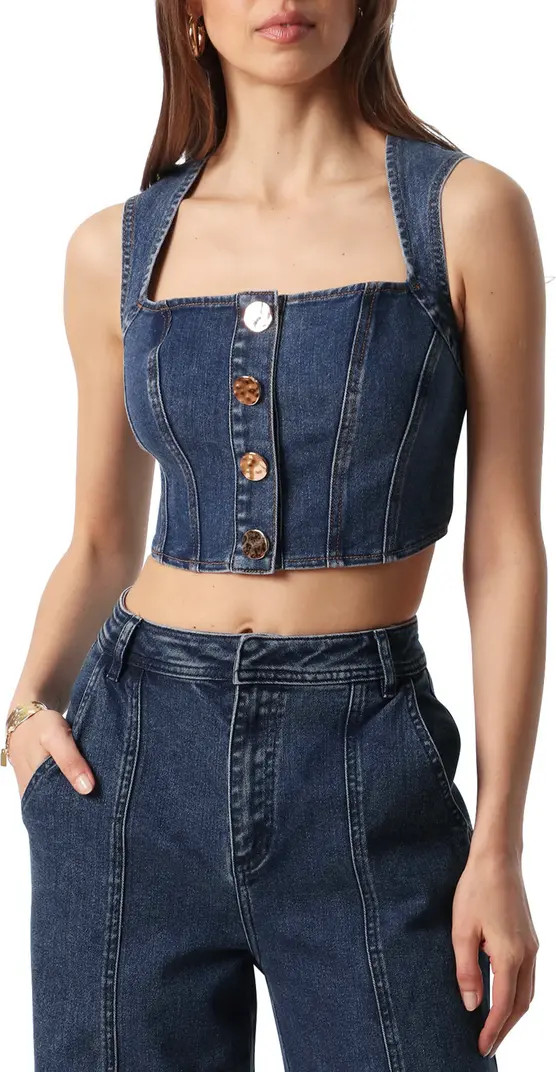 Avec Les Filles Denim Corset Crop Top | Nordstromrack | Nordstrom Rack
