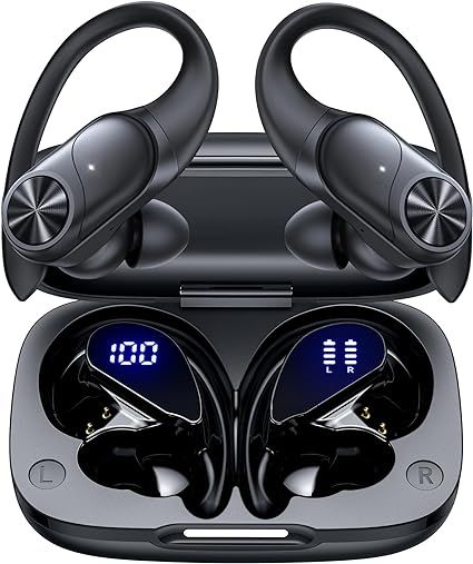 Bluetooth Headphones Wireless Earbuds 80hrs Playtime Wireless Charging Case Digital Display Sport... | Amazon (US)