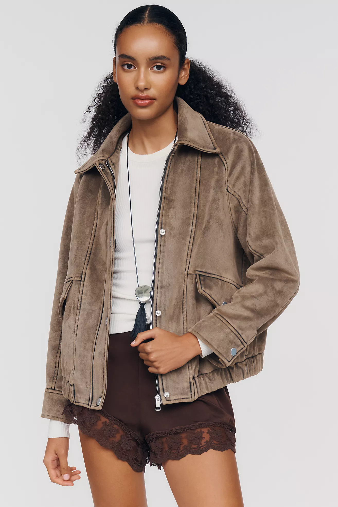Pilcro Aviator Faux Suede Jacket | Anthropologie (US)