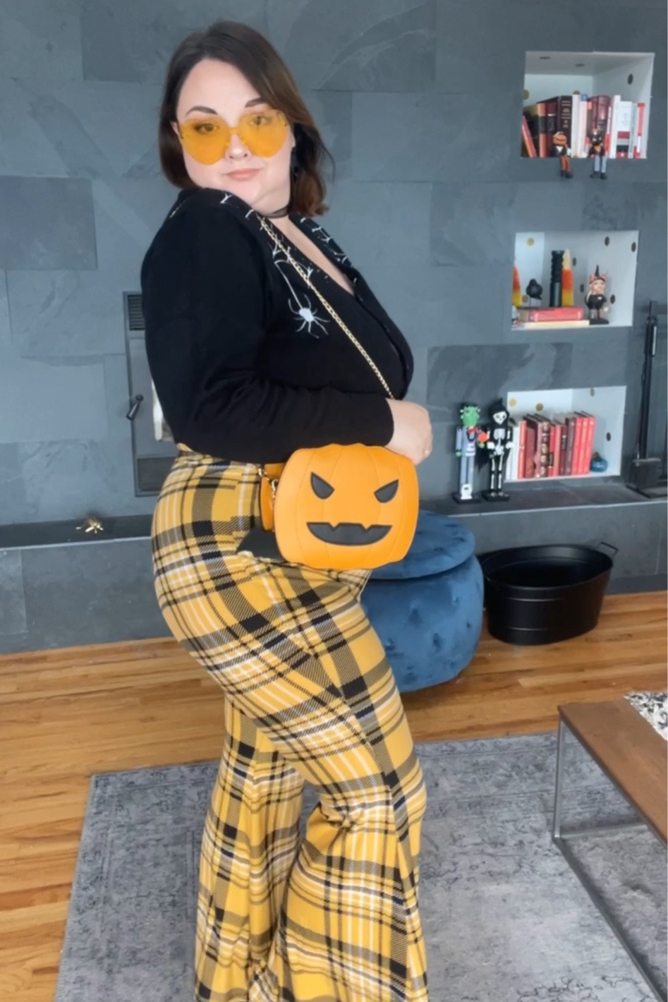 Halloween Outfit! 

Plus size fashion, plus size style, Halloween fashion, spooky season, size 16 influencer, planchette earrings, spider web cardigan, pumpkin purse, Jack-o-lantern, black choker, yellow plaid pants, skeleton bone socks 

#LTKunder50 #LTKHalloween #LTKcurves