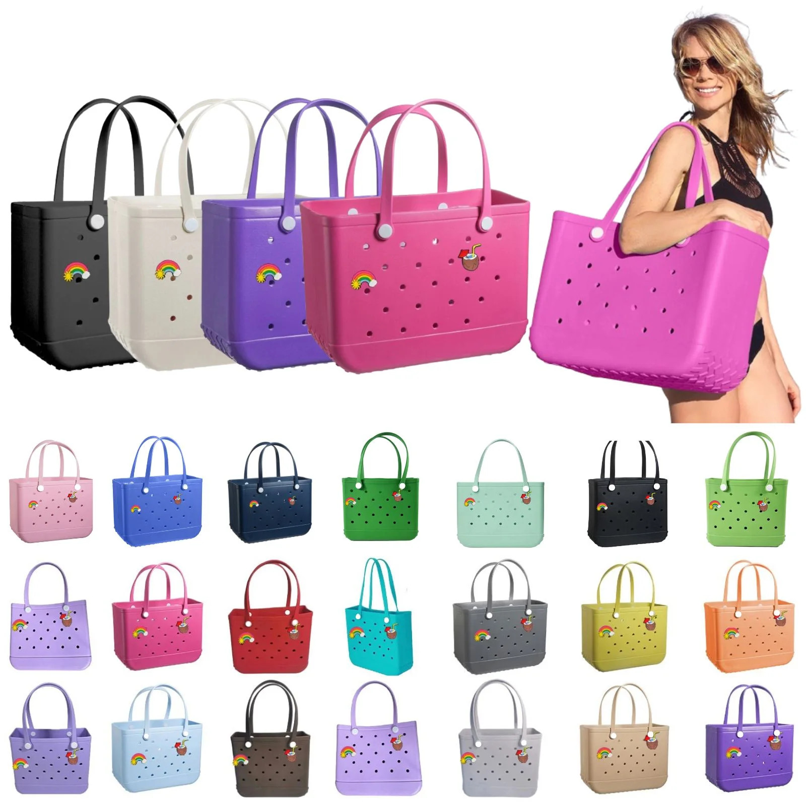 Lullaby Modern Beach Bag Rubber Tote | Waterproof Large Tote Bag for Beach Sandproof Outdoor Tote... | Walmart (US)