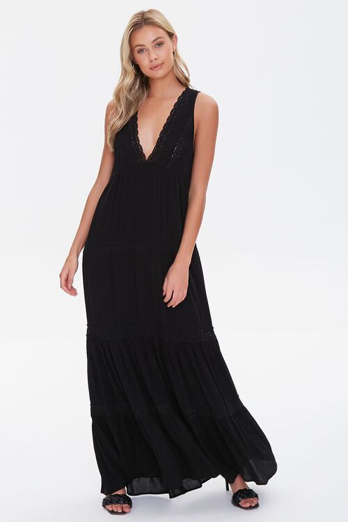 Plunging Lace-Trim Maxi Dress | Forever 21 (US)
