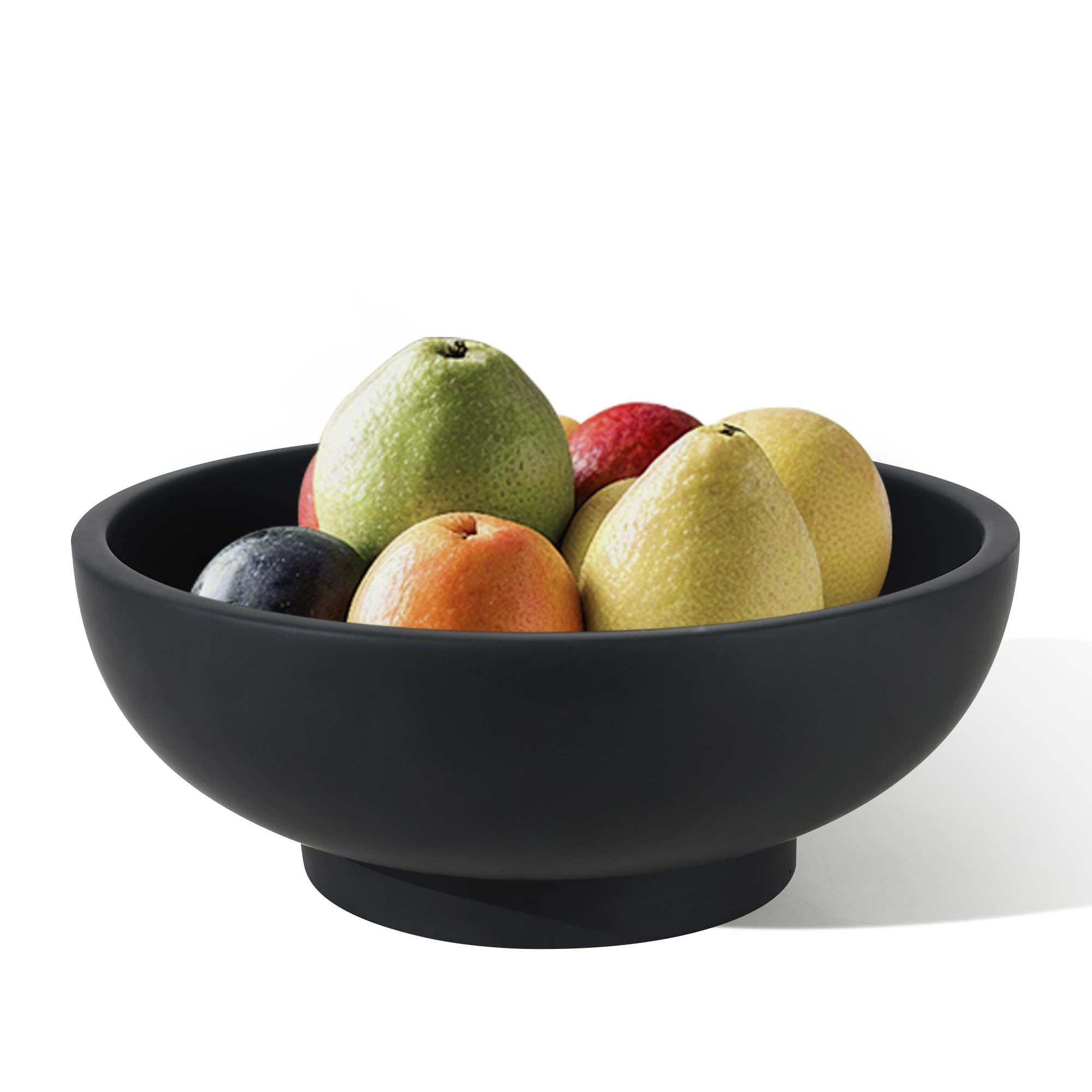 Large Black Decorative Bowl for Home Decor - Modern Concrete Fruit Bowl for Kitchen Counter or Co... | Amazon (US)