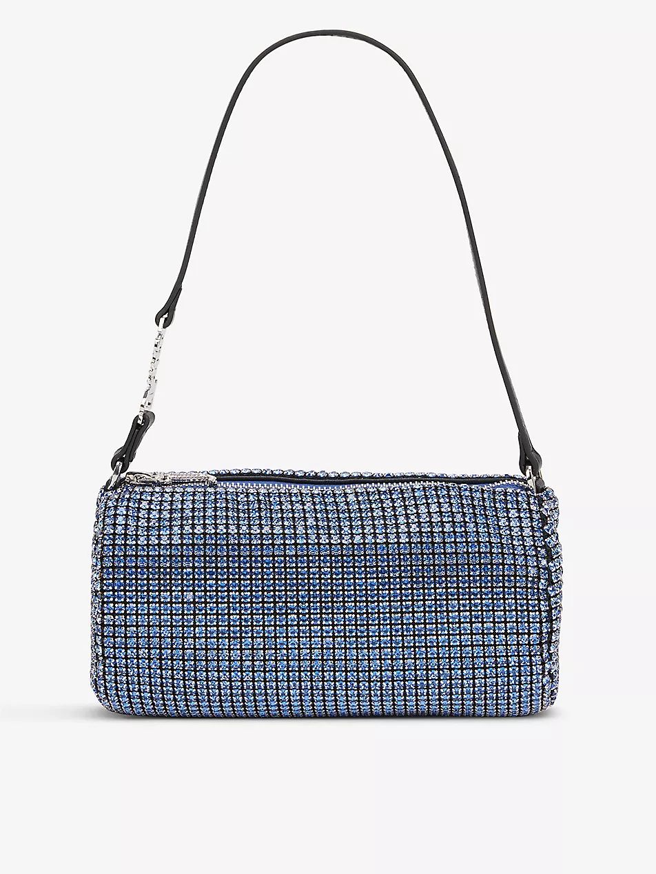 Crystal-embellished woven shoulder bag | Selfridges