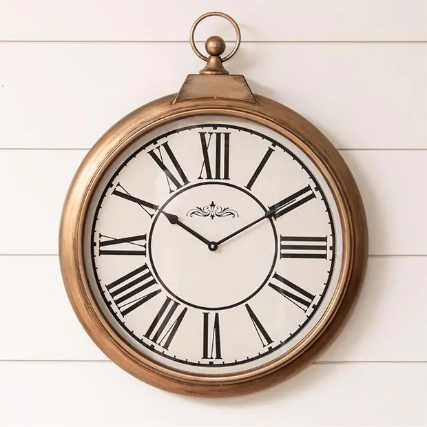 Oversized Pocket Watch Wall Clock | Antique Farm House