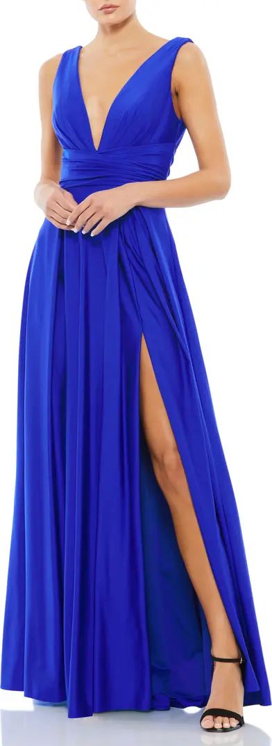 Ieena for Mac Duggal V-Neck Sleeveless Gown | Nordstrom | Nordstrom