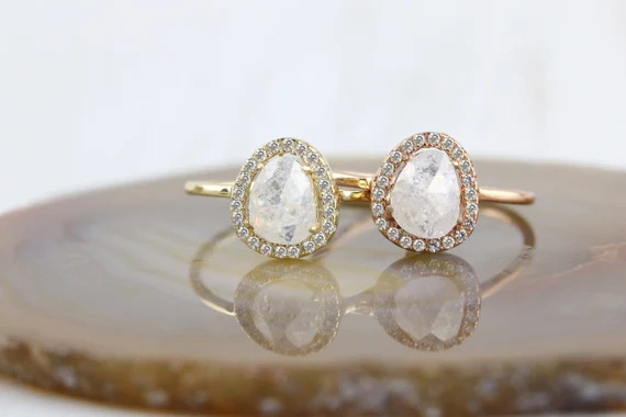 Sterling Silver Gold plated Gemstone rings | Quartz gemstone rings | Faceted Quartz rings | Uniqu... | Etsy (US)