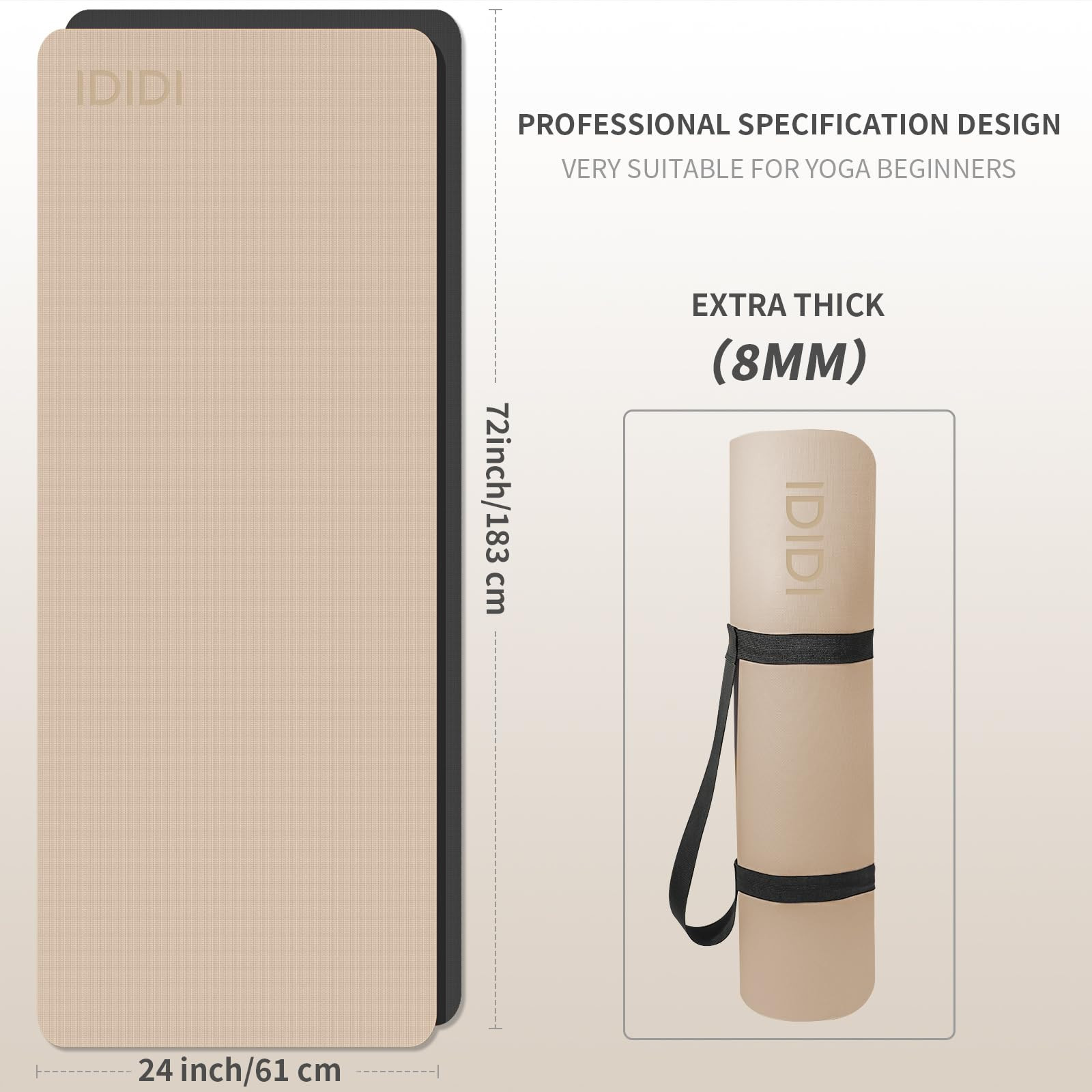 Yoga Mat with Strap,Non-Skid Workout Mat,8mm Thick Yoga Mat,POE Yoga Mats for Women Men Kids,Exer... | Amazon (US)