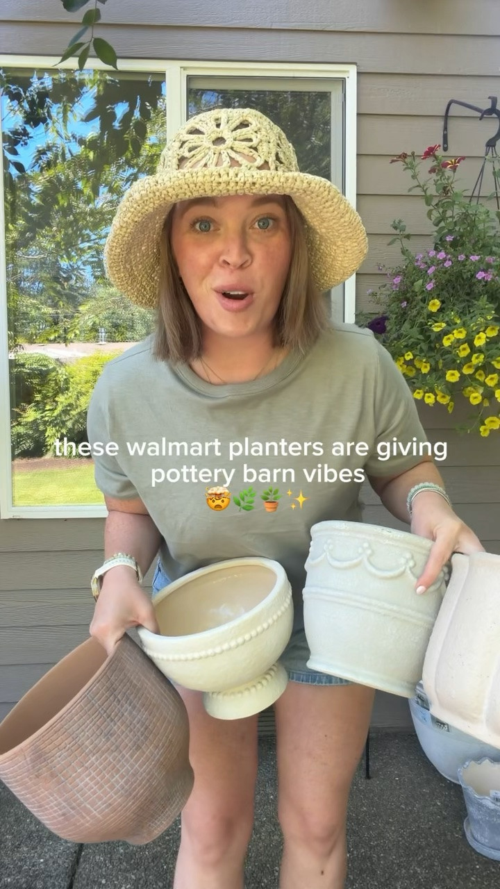 Walmart Planters that look like Pottery Barn for a fraction of the price! 🪴👒

#LTKHome #LTKActive #LTKdayinmylife