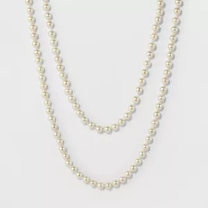Long Faux Pearl Necklace - A New Day™ Silver/White | Target