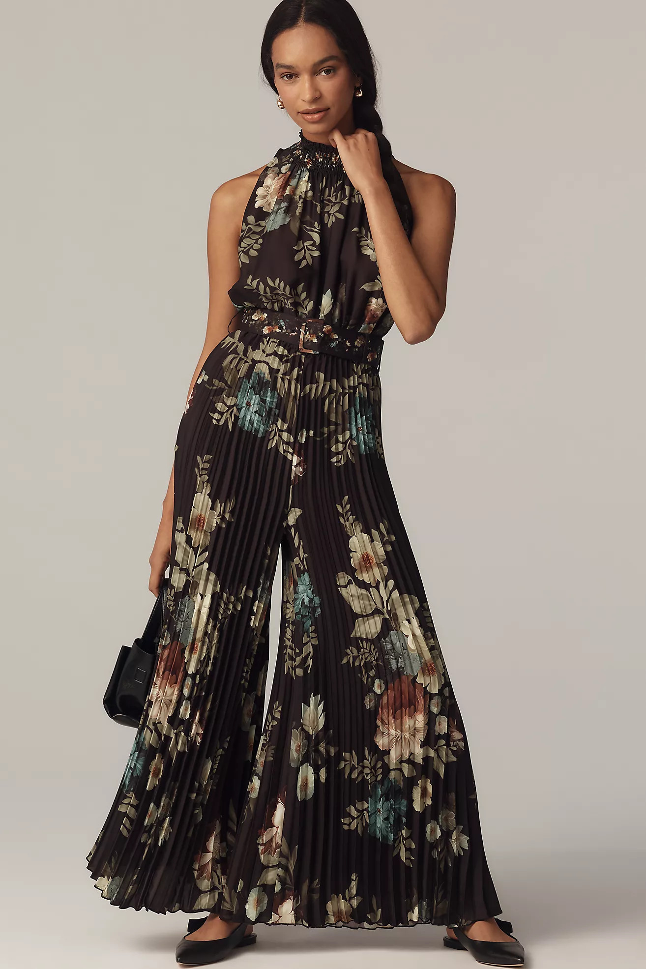 Ranna Gill Pleated Mock-Neck Floral Jumpsuit | Anthropologie (US)