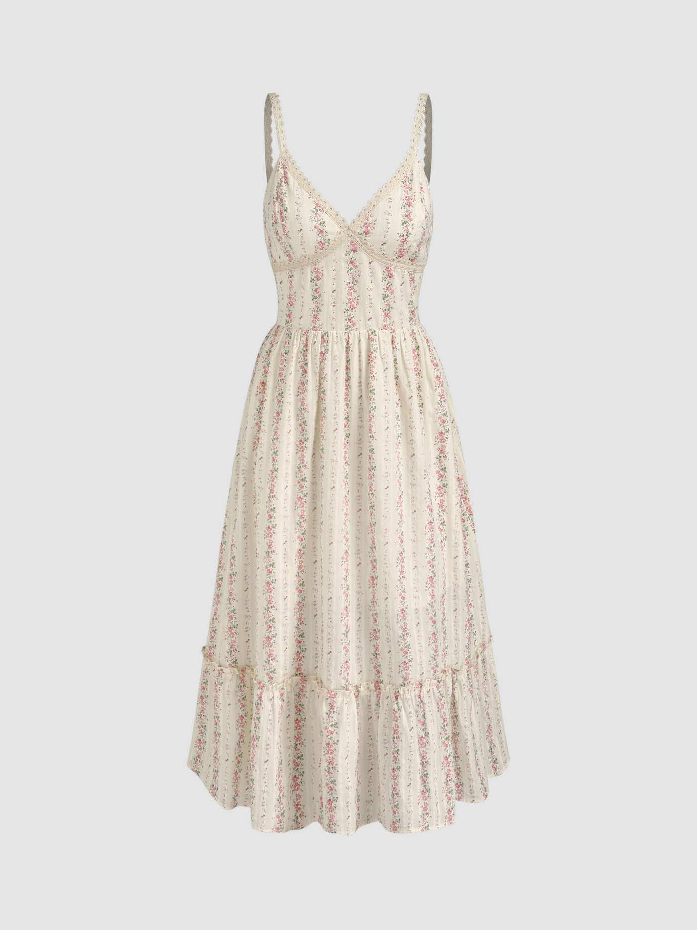 Cotton V-neck Floral Shirred Maxi Dress | Cider