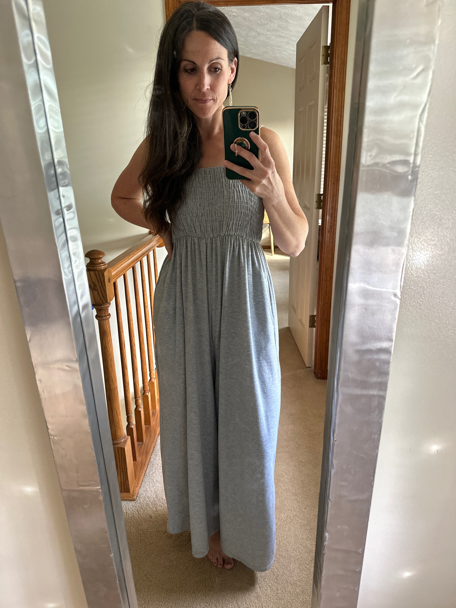 Shirred Wide Leg Jumpsuit