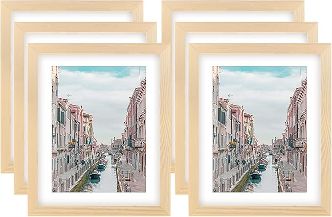 8x10 Grain Picture Frames Nature Solid Wood 6 Pack for Wall Mounting and Tabletop Display | Amazon (US)