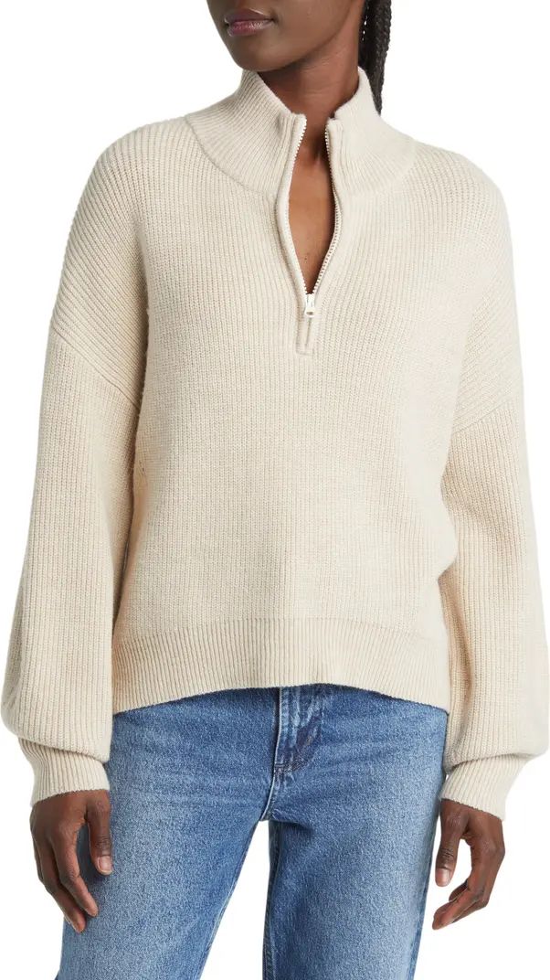 Babysoft Blouson Sleeve Half Zip Sweater | Nordstrom