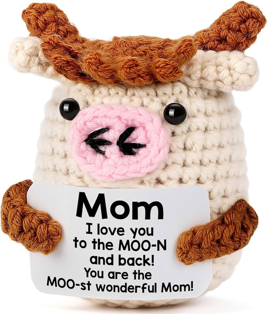 Mini Birthday Gifts for Mom from Daughter - Handmade Crochet Cow Moms Gifts for Mother’s Day Ma... | Amazon (US)