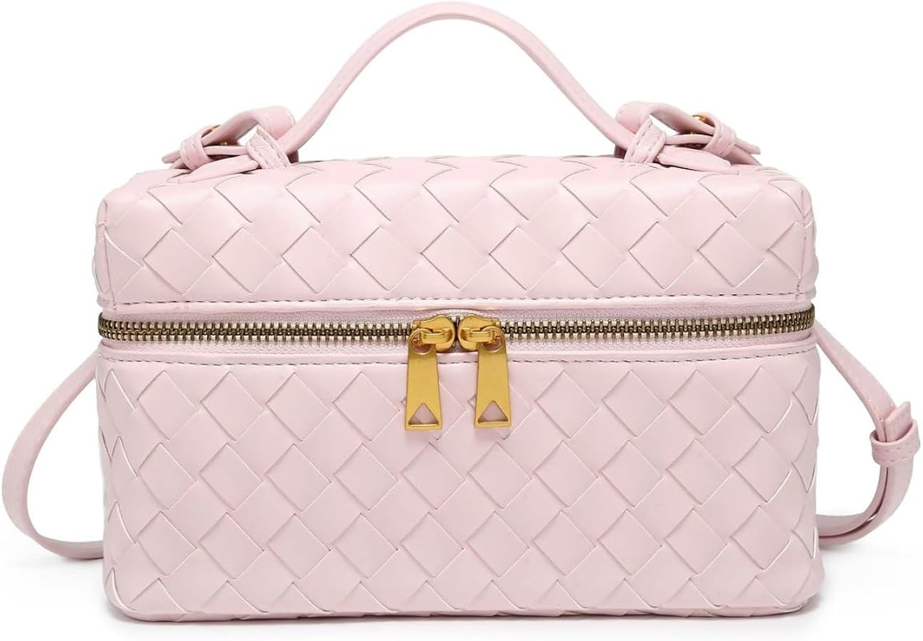 Trendy Woven Crossbody Purse Square Box Bags Women Shoulder Bag Cute Satchels Mini PU Leather Top... | Amazon (US)