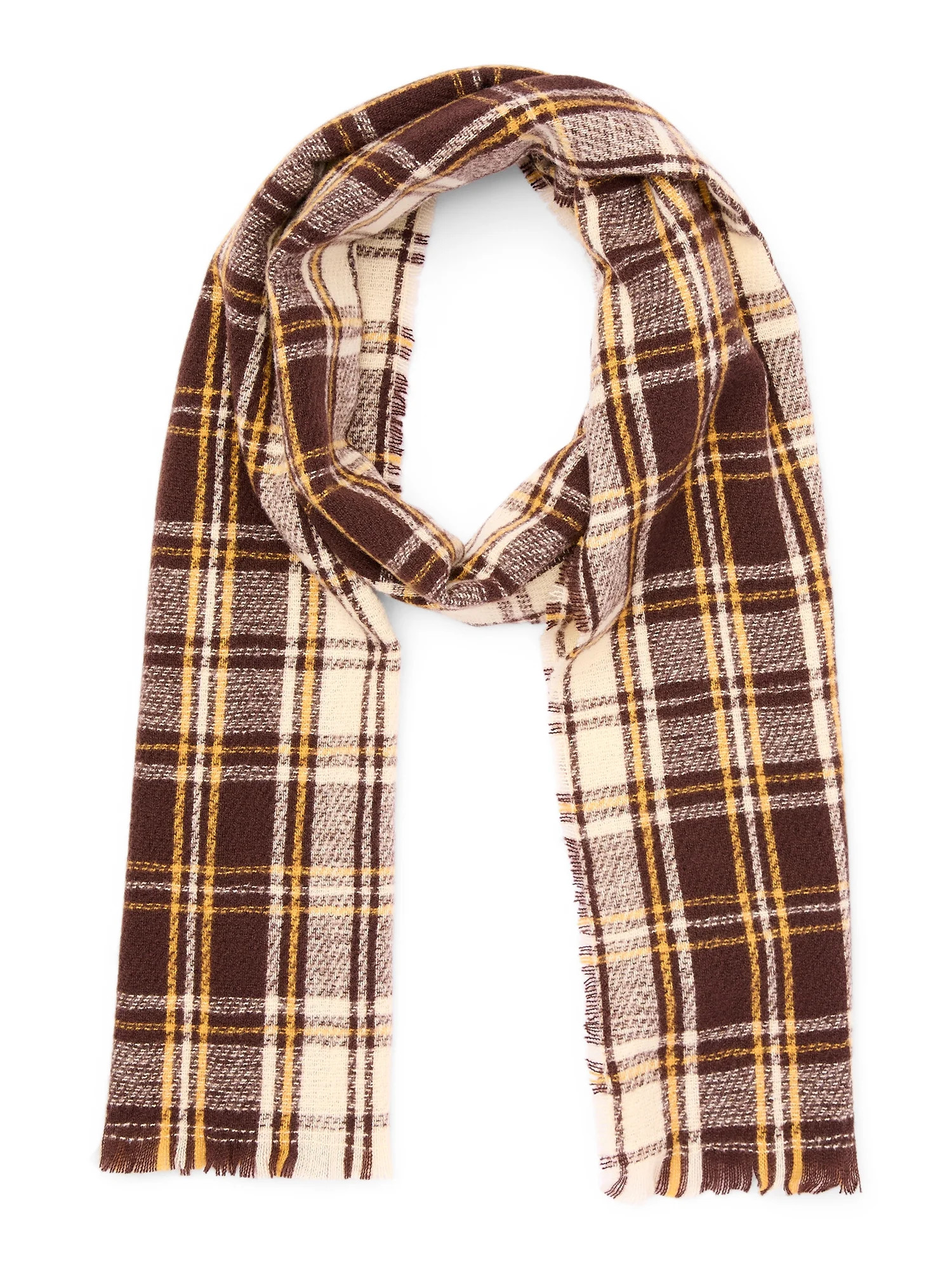 No Boundaries Women's Brushed Blanket Winter Scarf, Brown Multi-Color | Walmart (US)