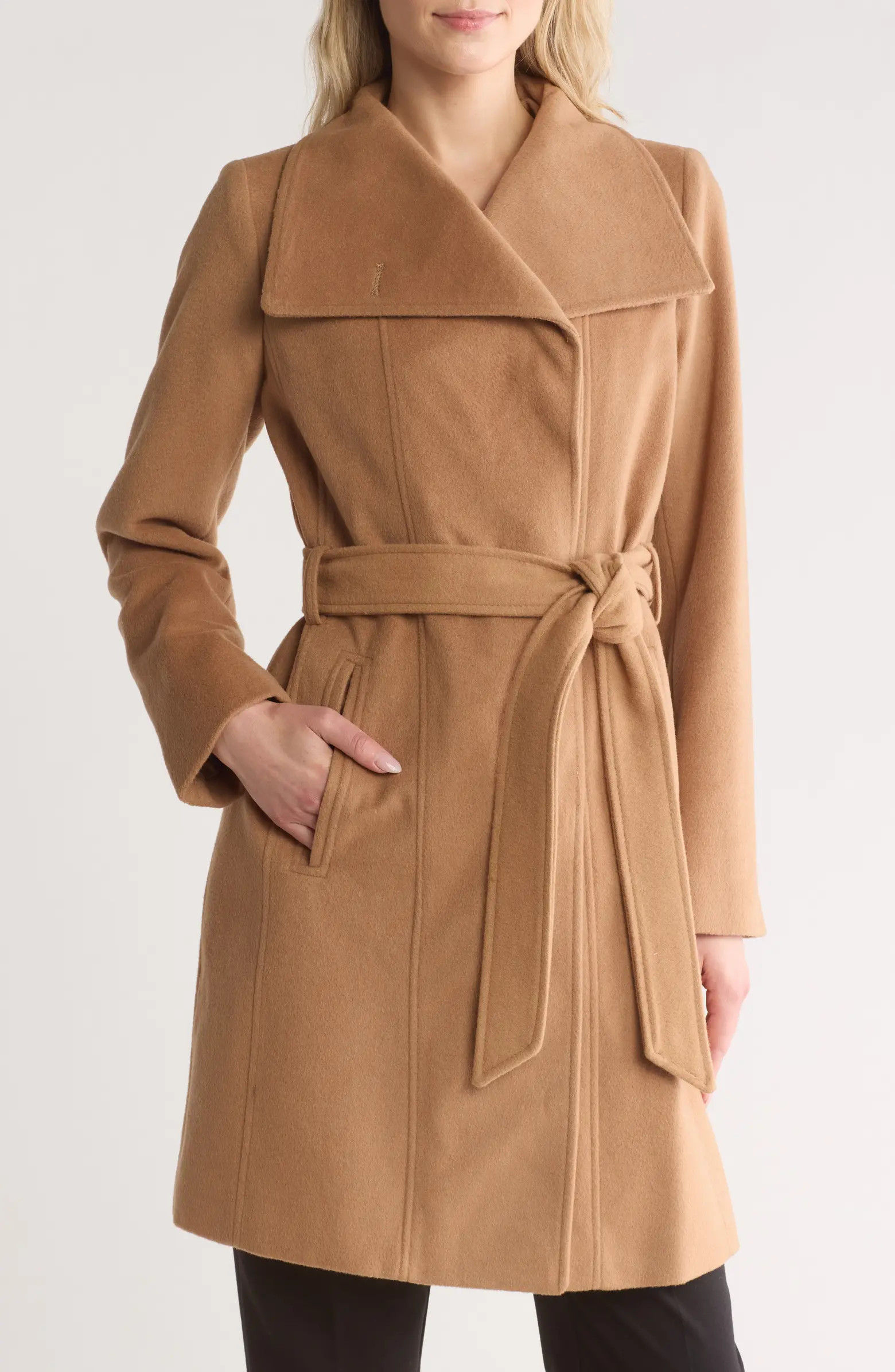 Michael Kors Asymmetric Belted Wool Blend Coat | Nordstromrack | Nordstrom Rack