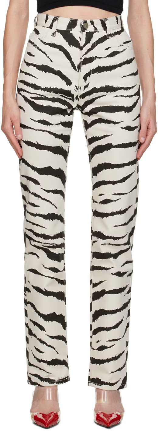 ALAÏA - Off-White & Black Animal Jeans | SSENSE