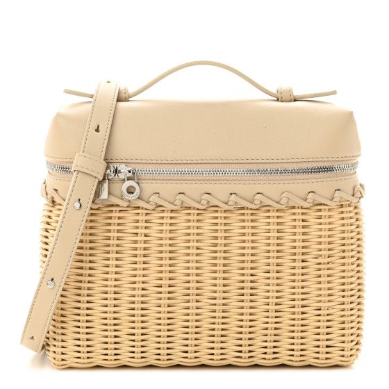 Wicker Calfskin North South L19 Extra Pocket Pouch Ivory | FASHIONPHILE (US)