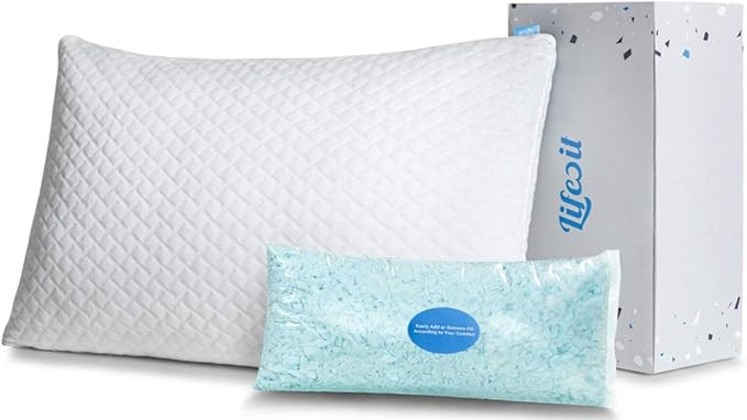 Lifewit Adjustable Shredded Memory Foam Bed Pillow with Cooling Gel - Premium Loft Hypoallergenic... | Amazon (US)