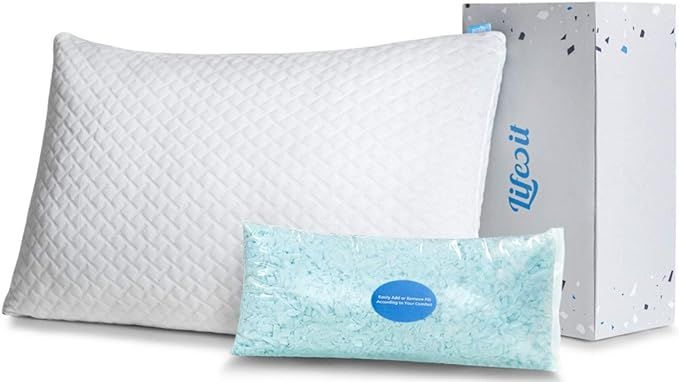 Lifewit Adjustable Shredded Memory Foam Bed Pillow with Cooling Gel - Premium Loft Hypoallergenic... | Amazon (US)