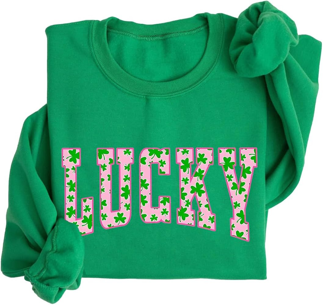 Lucky Irish Sweatshirt St Patricks Day Sweatshirt For Women | Amazon (US)