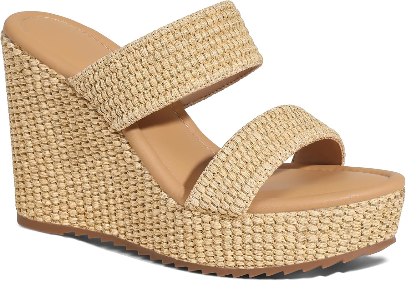 mikarka Women's Slip-On Espadrille Wedge Sandals | Comfortable Open Toe Platform Slides for Summe... | Amazon (US)