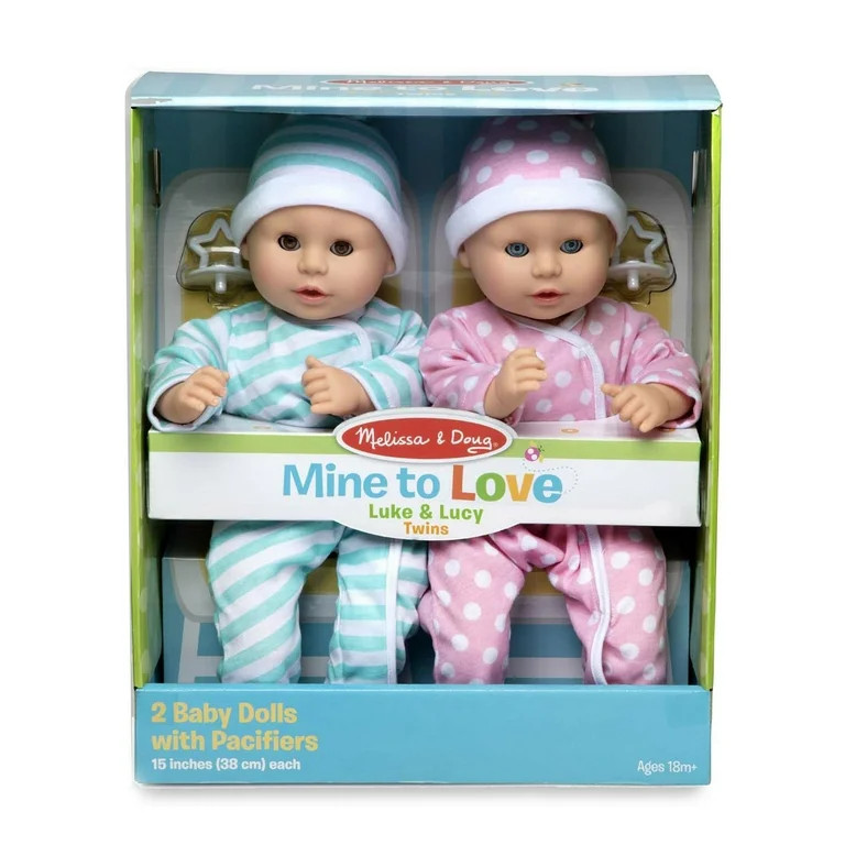 Melissa & Doug Mine to Love Twins Luke & Lucy 15” Light Skin-Tone Boy and Girl Baby Dolls with ... | Walmart (US)