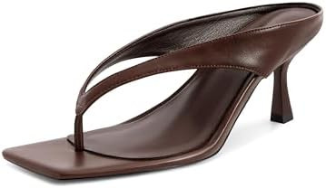 Women's Kitten Heel Sandals Thong Flip Flop Open Toe Sandal Stiletto Summer Slip On Square Toe | Amazon (US)