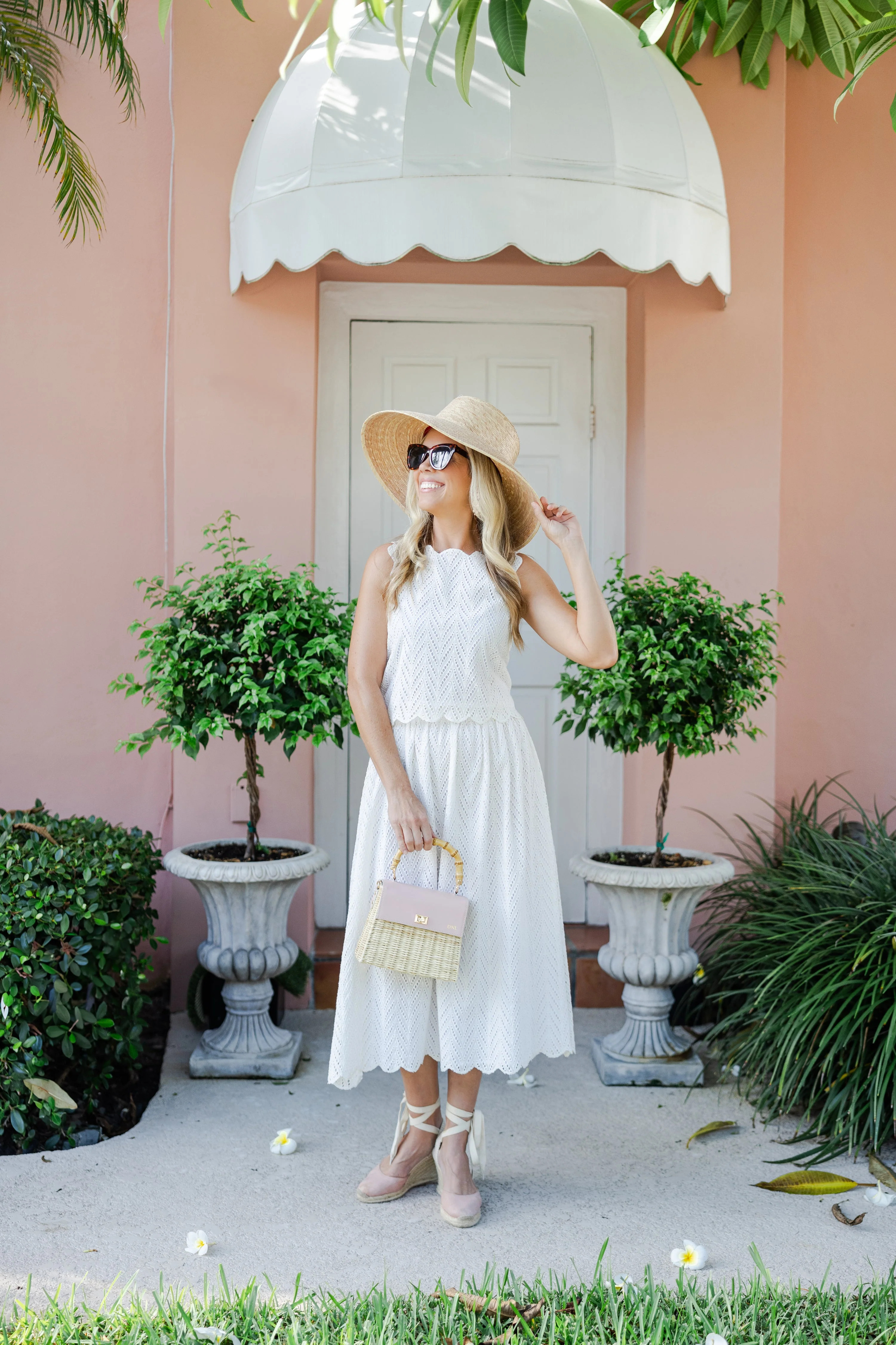 Ivory Scalloped Eyelet Midi Skirt Set | Sail to Sable