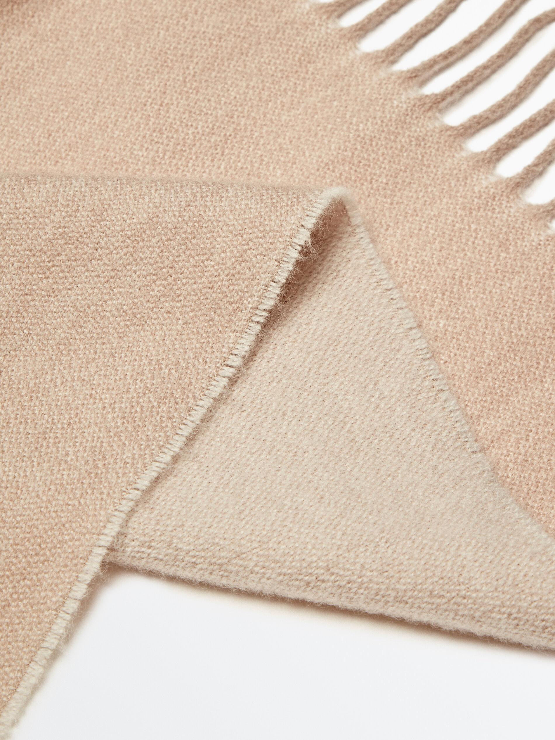 100% wool scarf with fringe detail | Massimo Dutti US