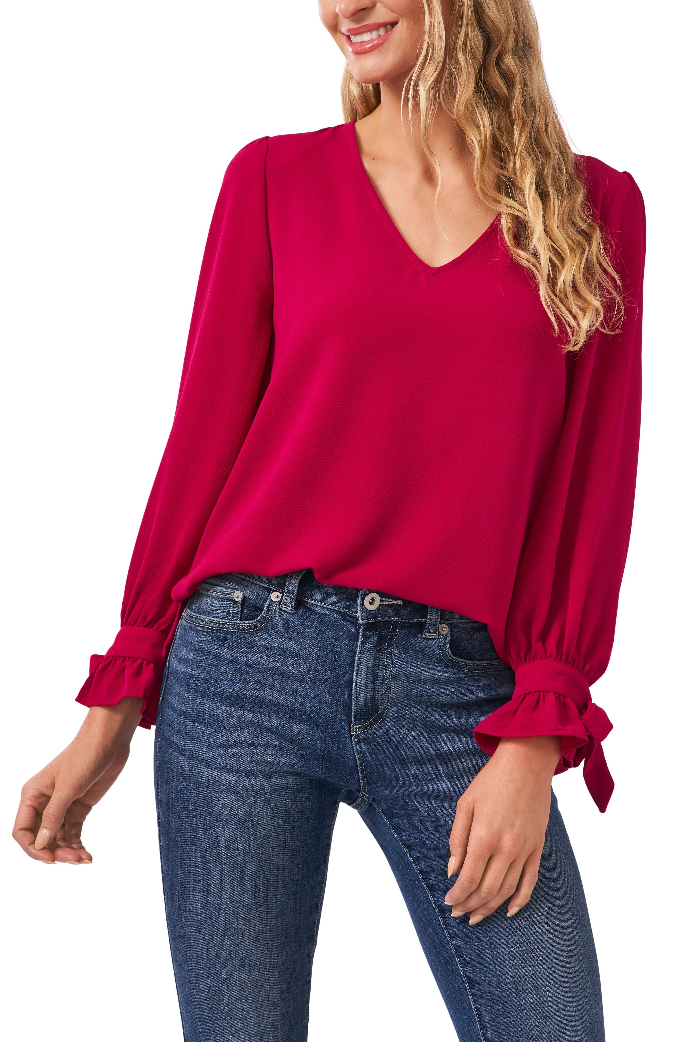 CeCe Tie Sleeve Top, Size X-Large in Plumeria at Nordstrom | Nordstrom