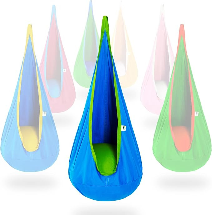 OUTREE Kids Pod Swing Seat Cotton Child Hammock Chair for Indoor and Outdoor use (Blue) | Amazon (US)