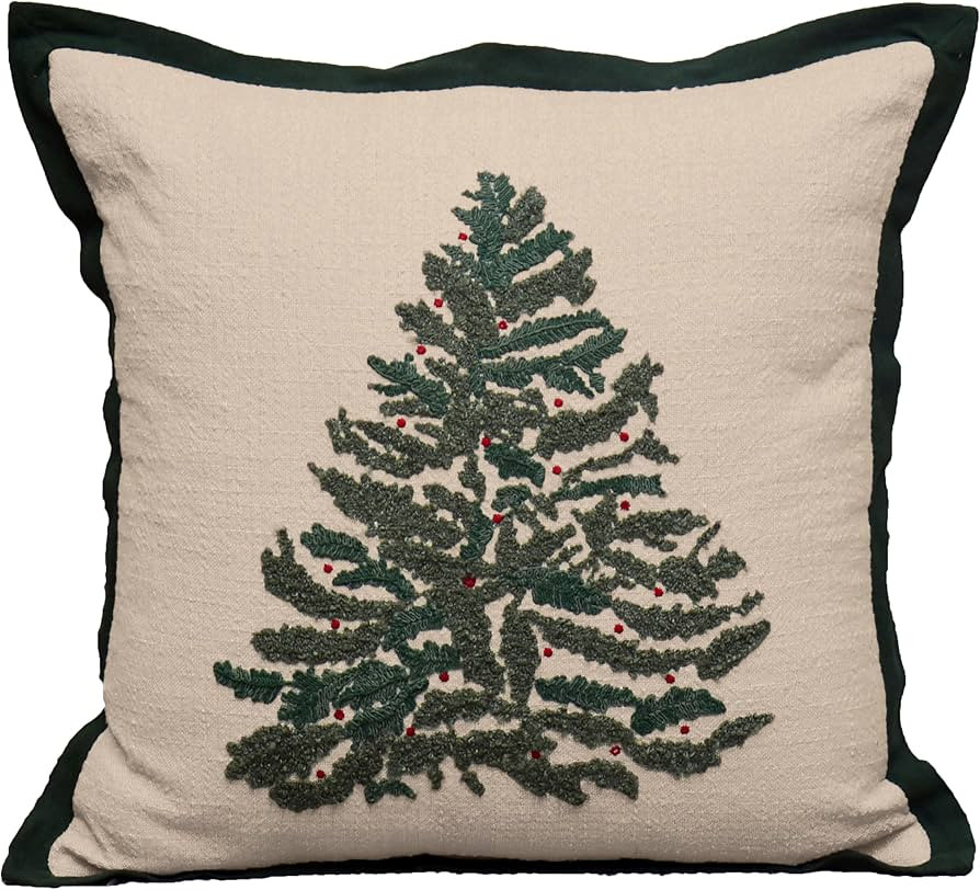 20x20 Inch Evergreen Embroidery Decorative Throw Pillow | Soft Holiday Christmas Home Decor for C... | Amazon (US)
