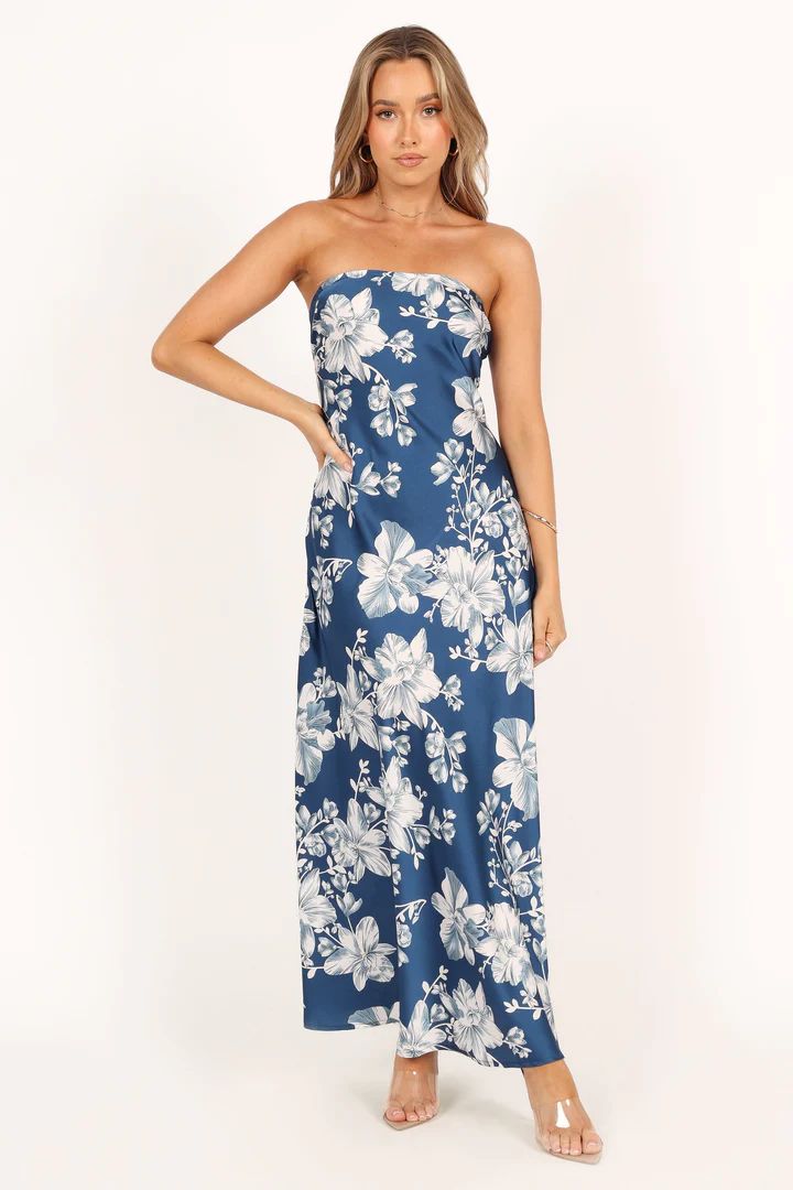 Gemma Strapless Maxi Dress - Blue Floral | Petal & Pup (US)