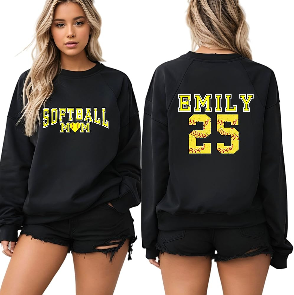 Custom Softball Mom Shirt, Personalized Softball Sweatshirt, Game Day Sports Mom Outfit, for Soft... | Amazon (US)