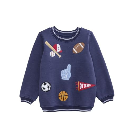 Mud Pie Boys Kids Sports Patch Sweatshirt, Navy | Amazon (US)