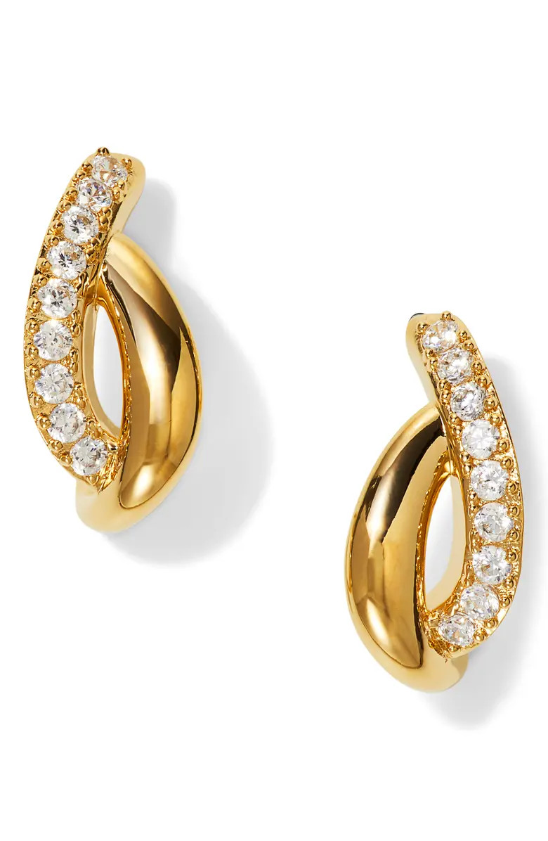 Juno Twist Pavé Cubic Zirconia J-Hoop Earrings | Nordstrom