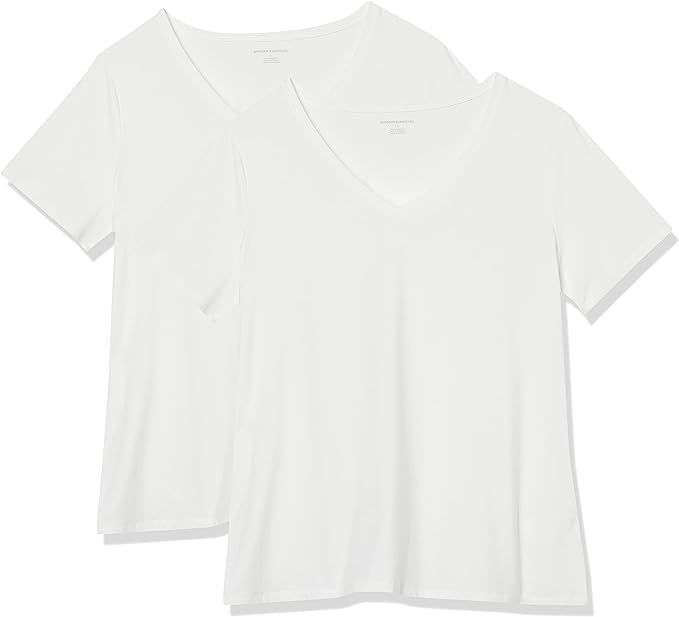 Amazon Essentials Women's Classic-Fit Short-Sleeve V-Neck T-Shirt, (Available in Plus Size), Mult... | Amazon (US)