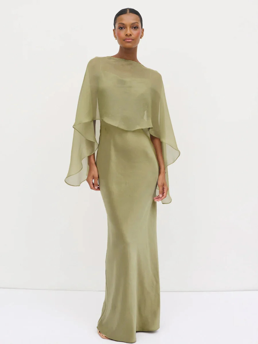 Alaia Organza Cape - Olive | Pretty Lavish (UK)