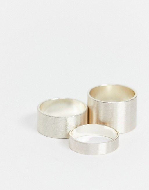 ASOS DESIGN minimal chunky ring pack in brushed silver tone | ASOS US