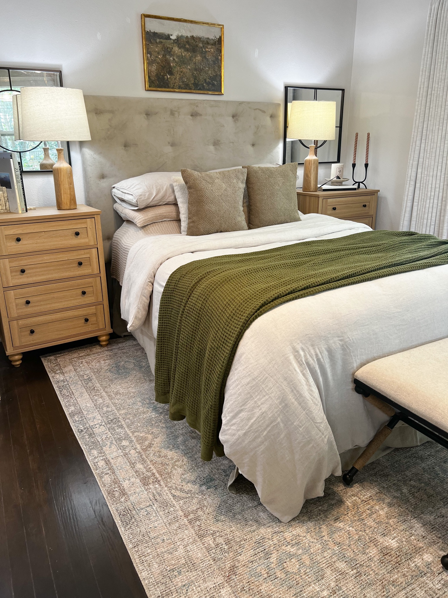 Primary bedroom bedding, bench, rug, nightstands fully in stock! 

#LTKhome #LTKunder50 #LTKsalealert